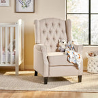 Beige fauteuil met verstelbare rugleuning en oorleuningen