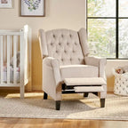 Beige fauteuil met verstelbare rugleuning en oorleuningen