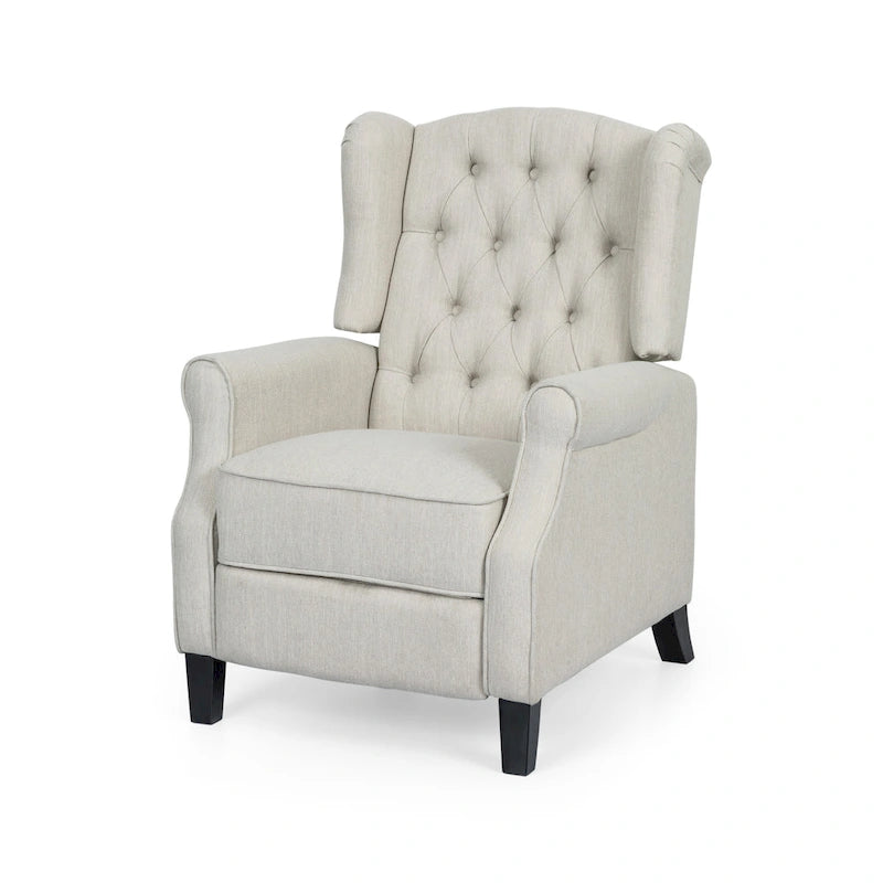 Beige fauteuil met verstelbare rugleuning en oorleuningen