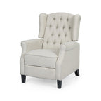 Beige fauteuil met verstelbare rugleuning en oorleuningen
