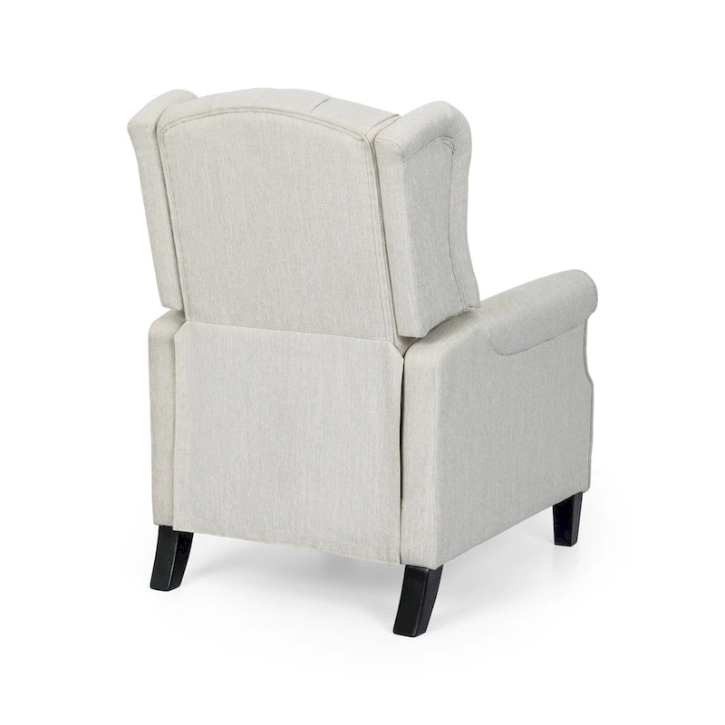 Beige fauteuil met verstelbare rugleuning en oorleuningen