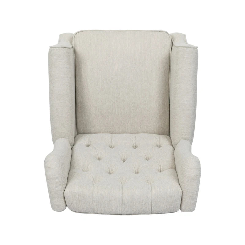 Beige fauteuil met verstelbare rugleuning en oorleuningen