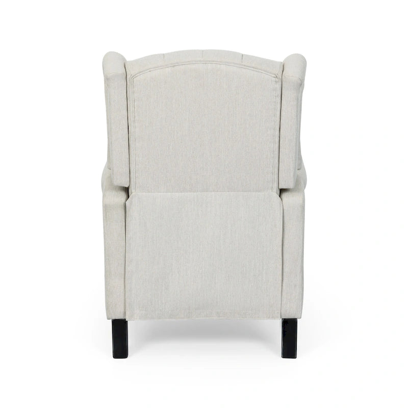 Beige fauteuil met verstelbare rugleuning en oorleuningen