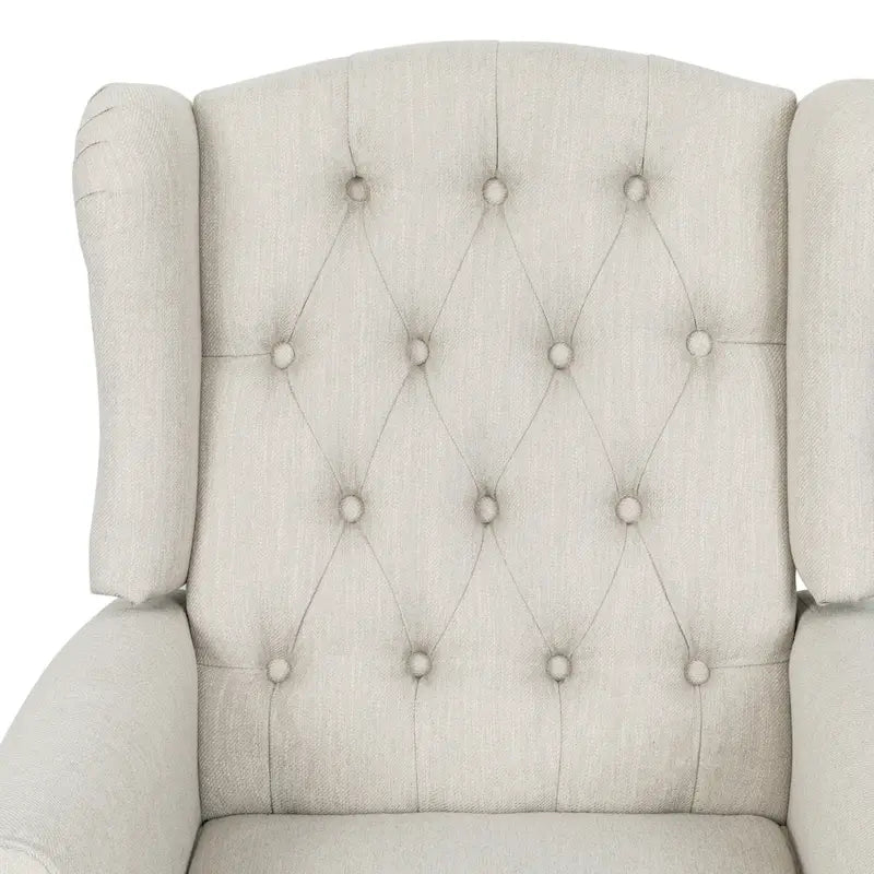 Beige fauteuil met verstelbare rugleuning en oorleuningen