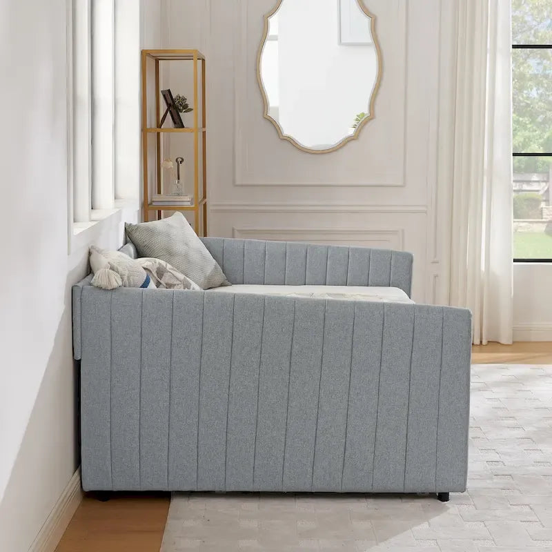 Graues Polster-Tagesbett mit Ausziehbett