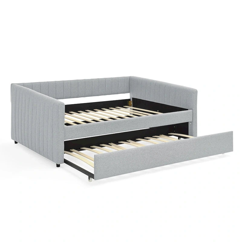 Graues Polster-Tagesbett mit Ausziehbett