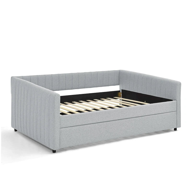 Graues Polster-Tagesbett mit Ausziehbett