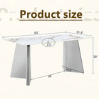 Mesa de comedor de piedra sinterizada blanca con patas color plateado