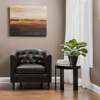 Sillón decorativo tipo barril de piel sintética con capitonado de botones