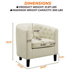 Sillón decorativo tipo barril de piel sintética con capitonado de botones