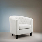 Sillón decorativo tipo barril de piel sintética con capitonado de botones