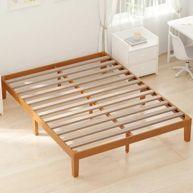 Struttura letto a piattaforma in legno matrimoniale senza testiera