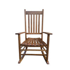 Brown Wooden High-Back Rocking Chair