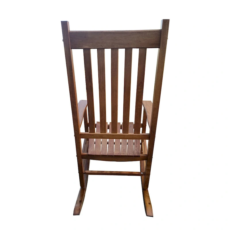 Brown Wooden High-Back Rocking Chair