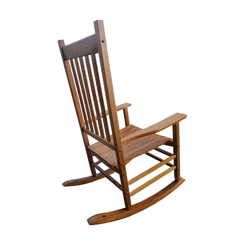 Brown Wooden High-Back Rocking Chair