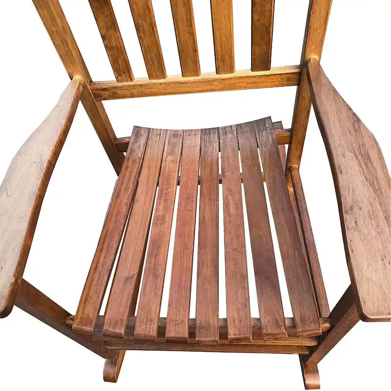 Brown Wooden High-Back Rocking Chair