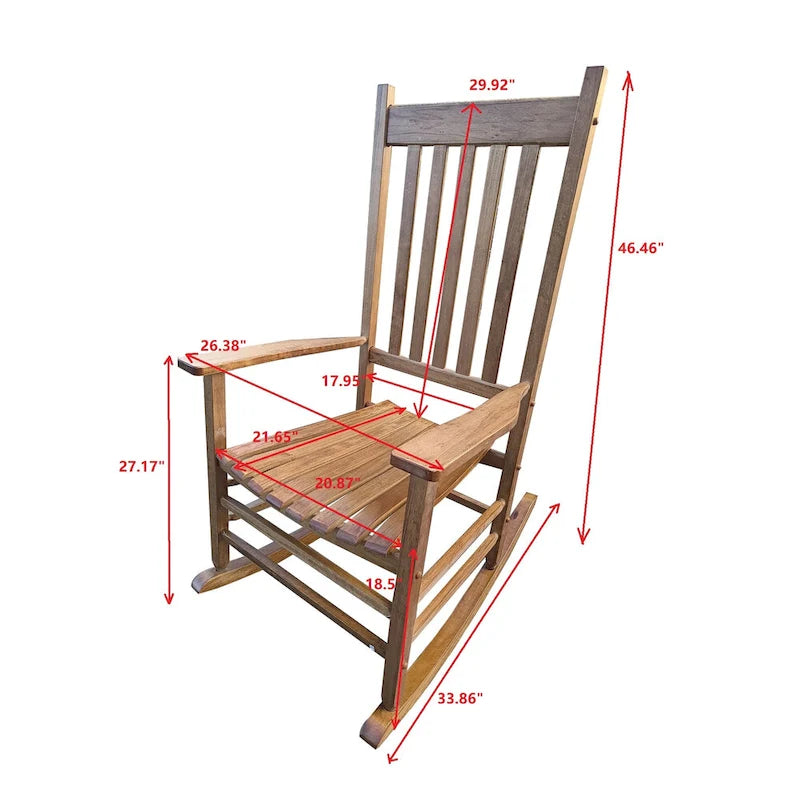 Brown Wooden High-Back Rocking Chair