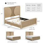 Letto a pannelli in legno di rubberwood con dettagli scanalati