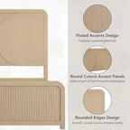 Letto a pannelli in legno di rubberwood con dettagli scanalati