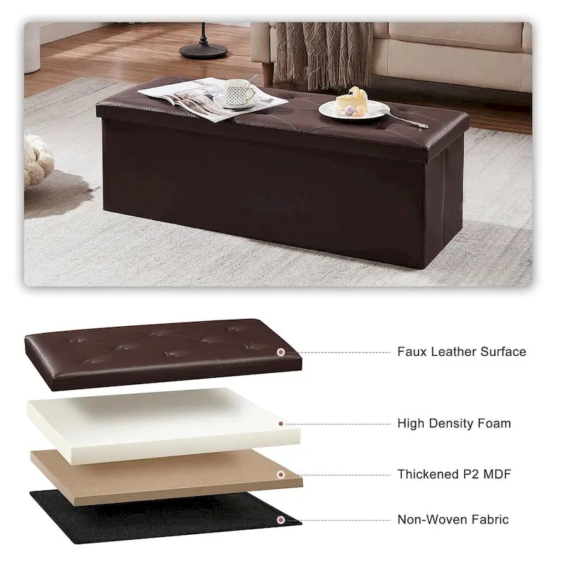 Pouf contenitore pieghevole con piano capitonné