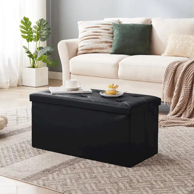 Pouf contenitore pieghevole con piano capitonné