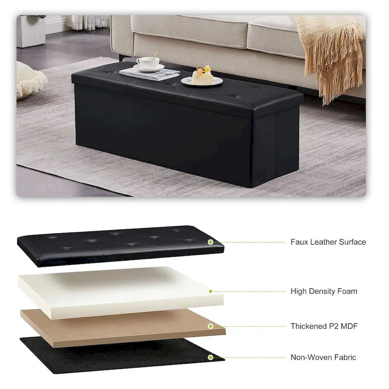 Pouf contenitore pieghevole con piano capitonné