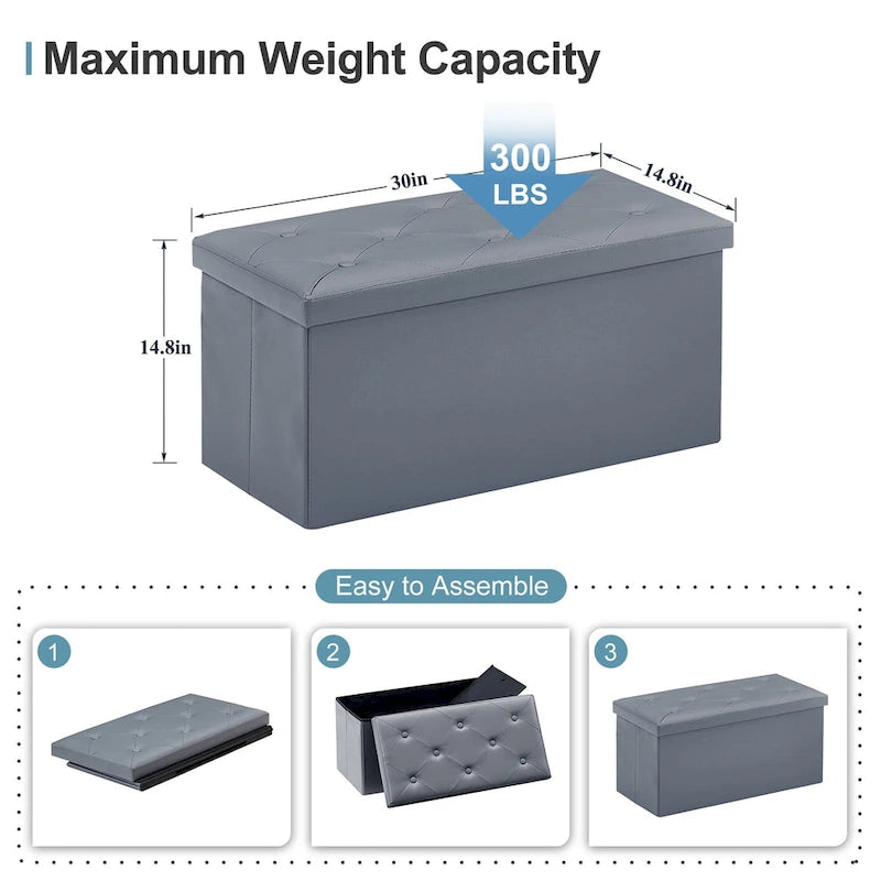 Pouf contenitore pieghevole con piano capitonné