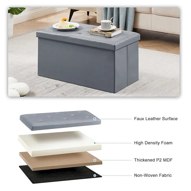Pouf contenitore pieghevole con piano capitonné