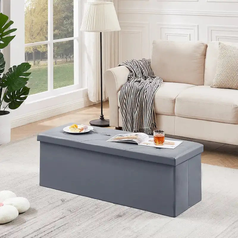 Pouf contenitore pieghevole con piano capitonné