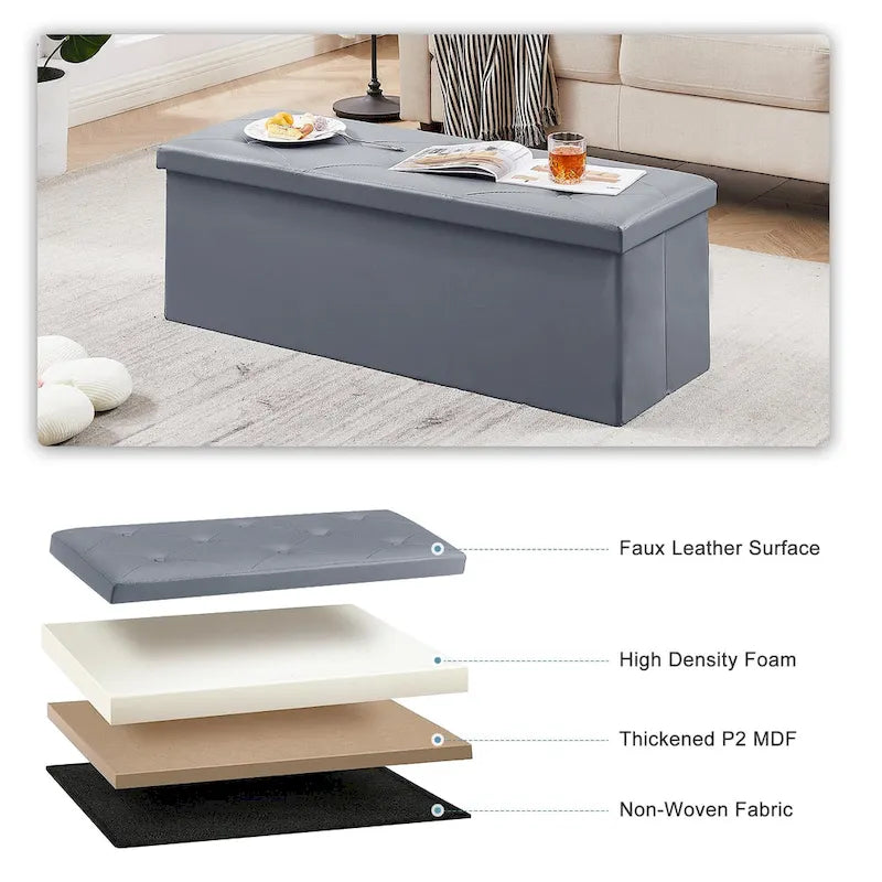 Pouf contenitore pieghevole con piano capitonné
