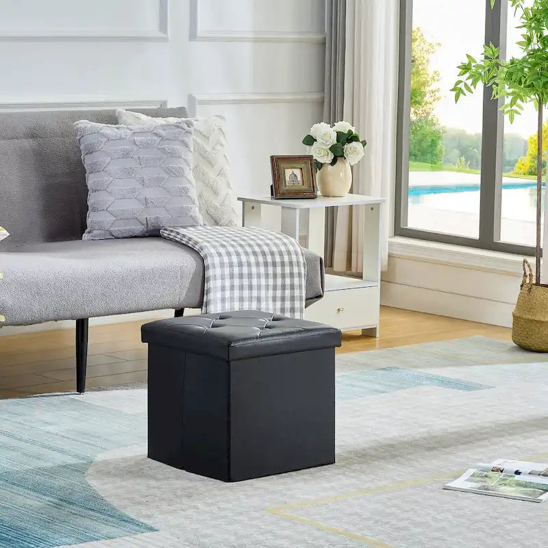 Pouf contenitore pieghevole con piano capitonné