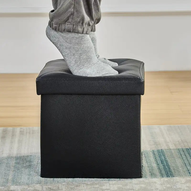 Pouf contenitore pieghevole con piano capitonné
