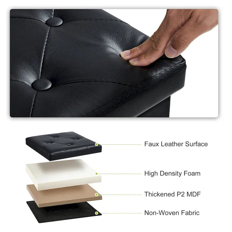 Pouf contenitore pieghevole con piano capitonné