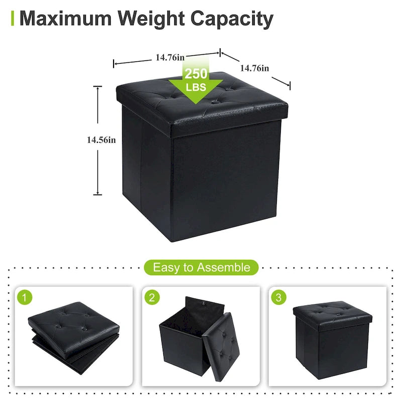Pouf contenitore pieghevole con piano capitonné