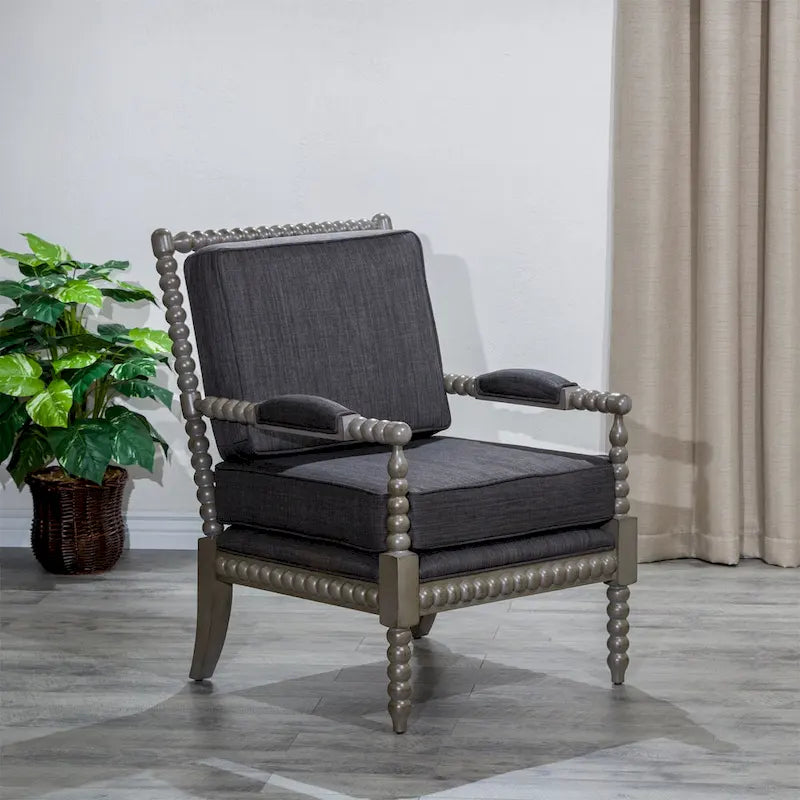 Fabric Armchair with Wood Frame