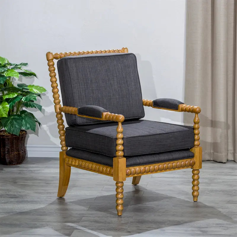 Poltrona in tessuto con struttura in legno
