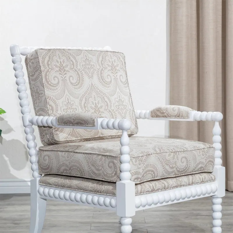 Fabric Armchair with Wood Frame