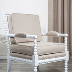 Poltrona in tessuto con struttura in legno