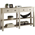 Mesa consola con cuatro cajones y estante abierto
