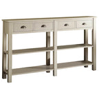 Mesa consola con cuatro cajones y estante abierto