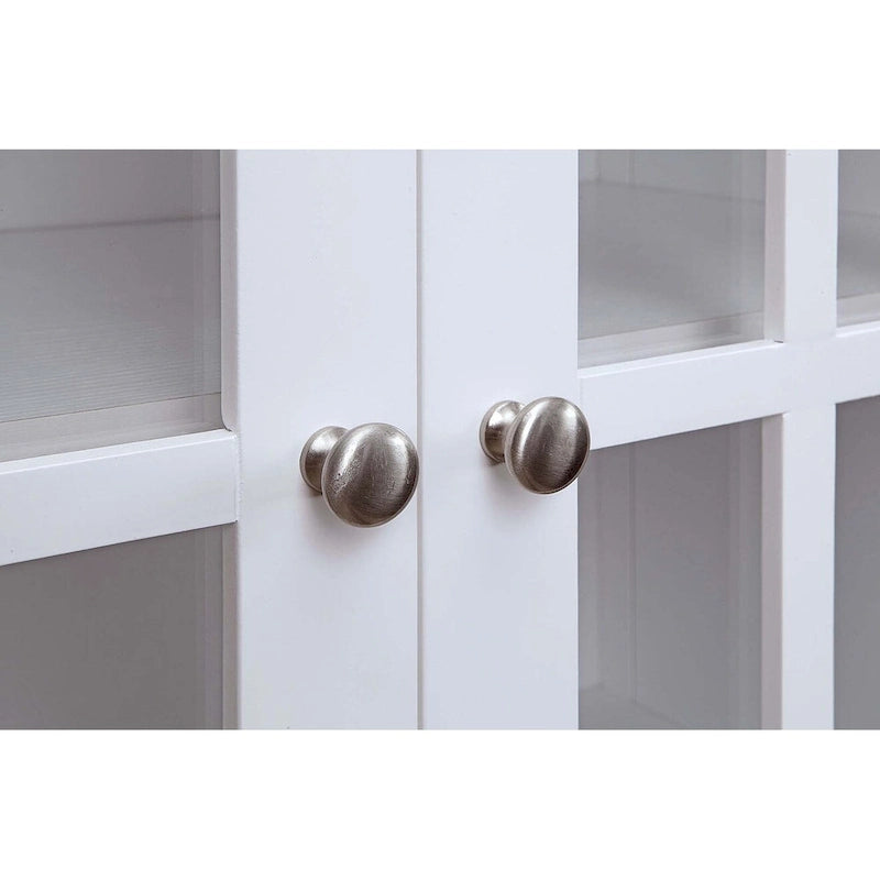 Mueble para TV con gabinetes con puertas de vidrio y estantes abiertos