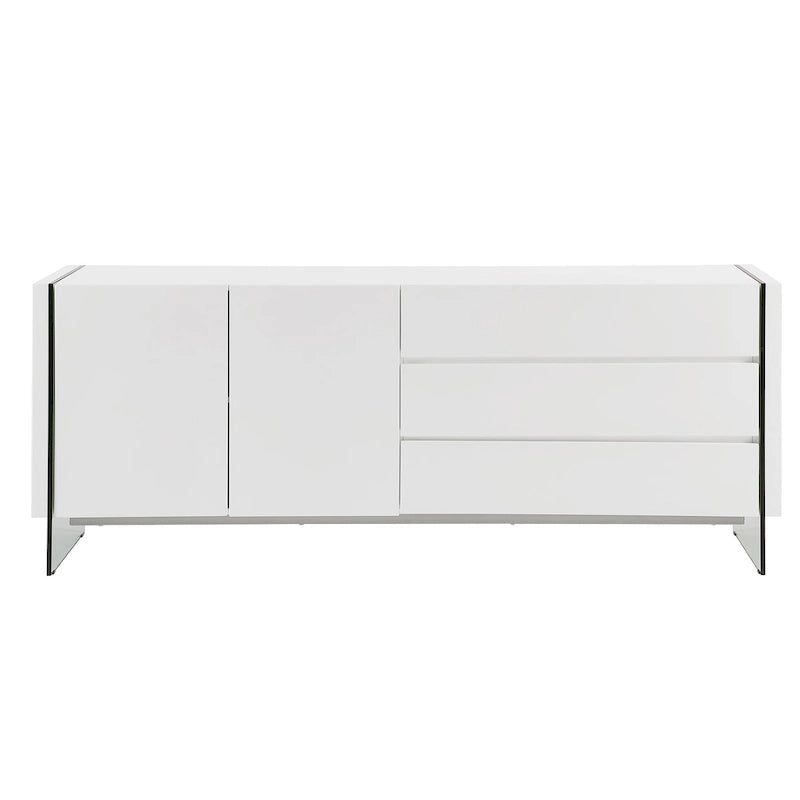 Credenza buffet con ante in vetro e tre cassetti