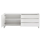 Credenza buffet con ante in vetro e tre cassetti