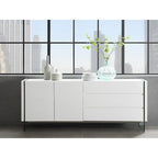 Credenza buffet con ante in vetro e tre cassetti
