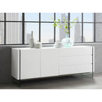 Credenza buffet con ante in vetro e tre cassetti