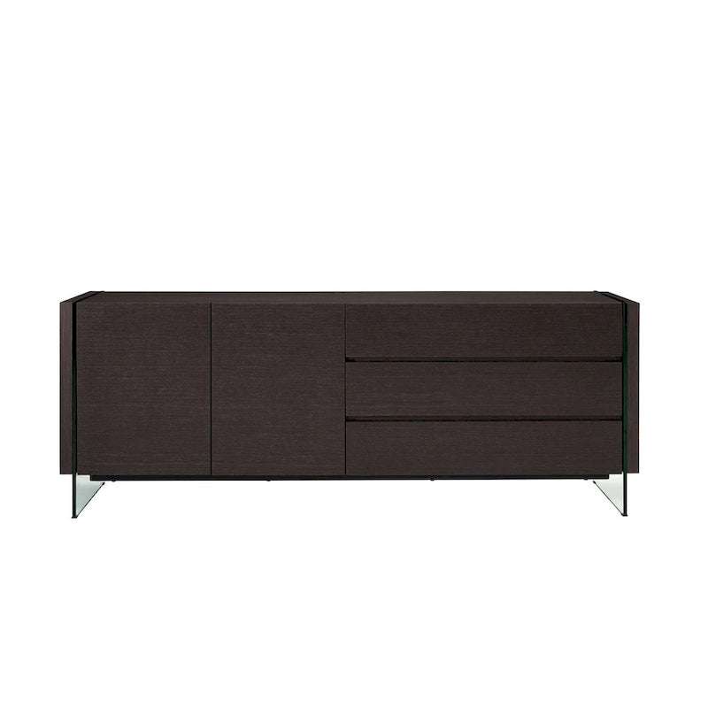 Credenza buffet con ante in vetro e tre cassetti