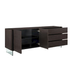 Credenza buffet con ante in vetro e tre cassetti