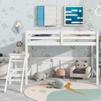 Letto soppalcato basso con piattaforma e scaletta