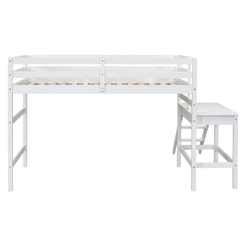 Letto soppalcato basso con piattaforma e scaletta