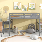 Letto soppalcato basso con piattaforma e scaletta